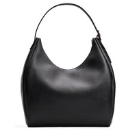 Pebbled--black*Oversized | U-shaped, flat-bottomed leather shoulder bag with adjustable strap