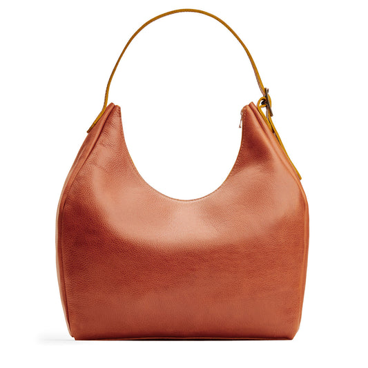 Sienna*Oversized | U-shaped, flat-bottomed leather shoulder bag with adjustable strap