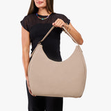 Taupe Oversized | Model holding large shoulder bag