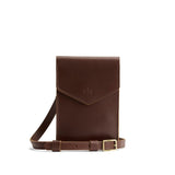 Chocolate Brown | Slim, phone-shaped crossbody purse with magnetic closure