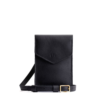 Pebbled--black | Slim, phone-shaped crossbody purse with magnetic closure