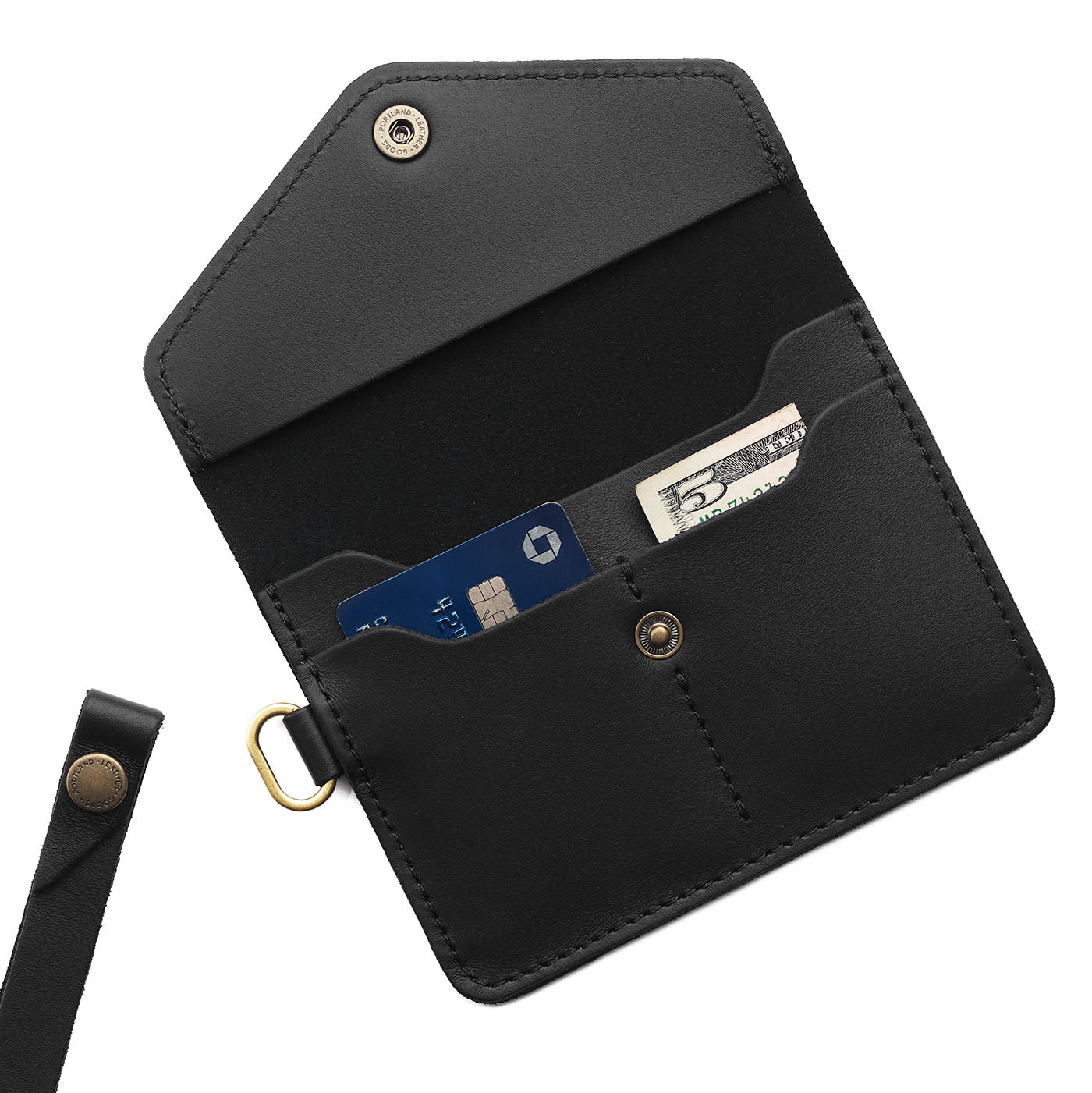 Black | Small Leather Passport Wristlet