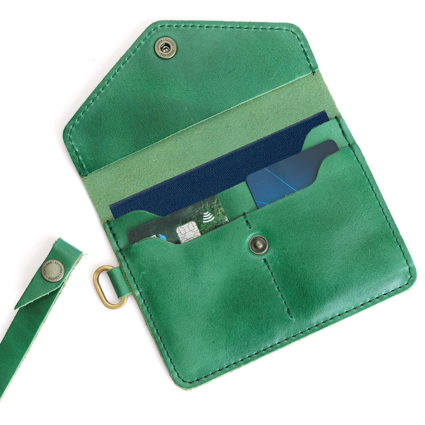 Cowboy Mint | Small Leather Passport Wristlet
