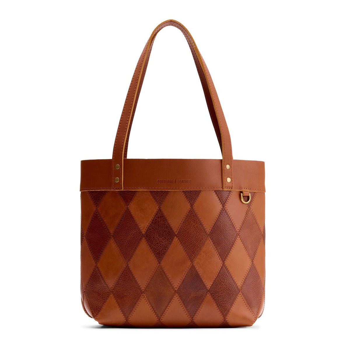 Amber Stone*Medium*Classic | Leather tote bag with riveted straps and exterior key loop