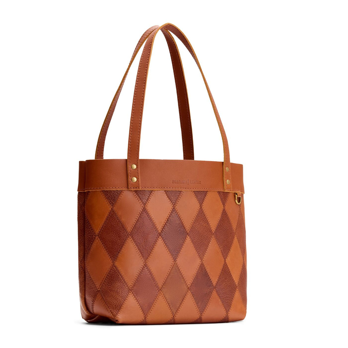 Amber Stone*Medium*Classic | Leather tote bag with riveted straps and exterior key loop