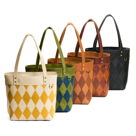 Amber Stone*Medium*Classic | Leather tote bag with riveted straps and exterior key loop