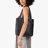 Graphite Medium Classic | Leather tote bag with riveted straps and exterior key loop