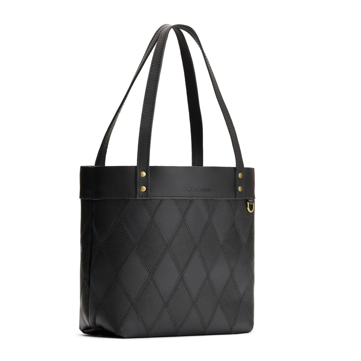 Graphite*Medium*Classic | Leather tote bag with riveted straps and exterior key loop