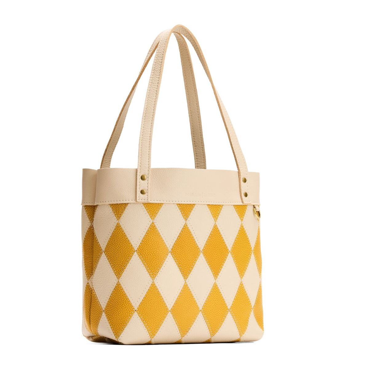 Sun Glaze*Medium*Classic | Leather tote bag with riveted straps and exterior key loop