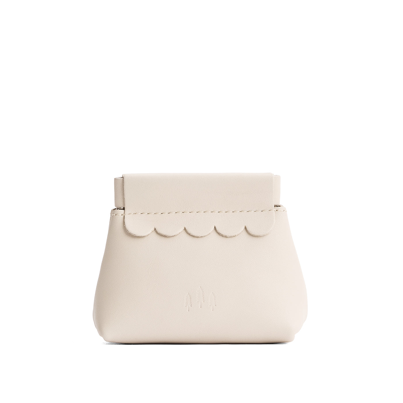 Bone | Leather coin pouch with scalloped edge and three Portland leather tree emblems