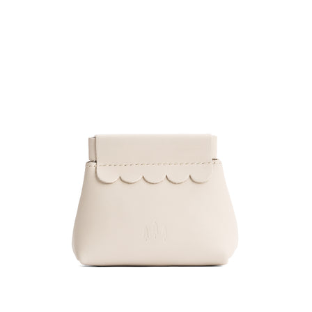 Bone | Leather coin pouch with scalloped edge and three Portland leather tree emblems