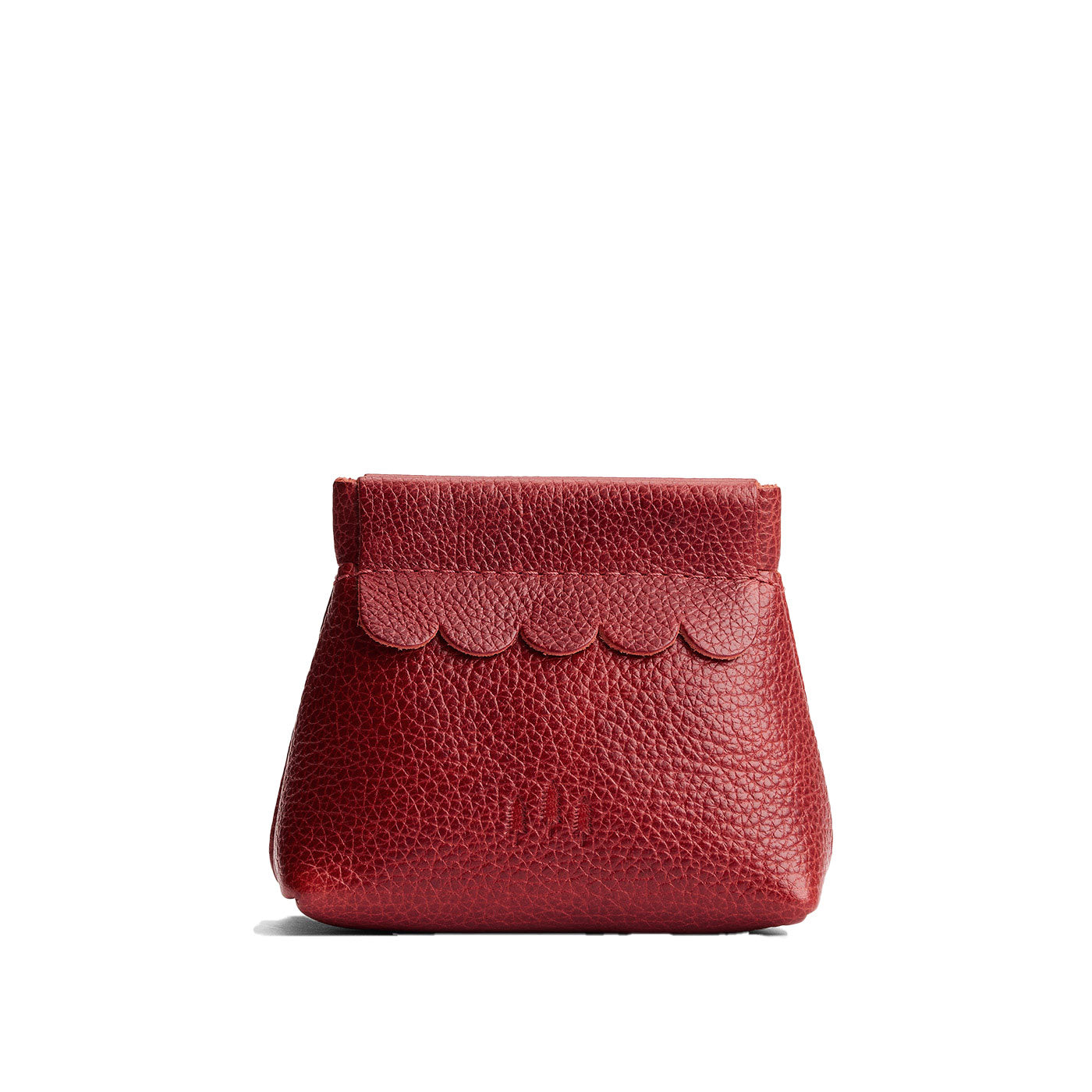 Chili Red | Leather coin pouch with scalloped edge and three Portland leather tree emblems