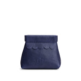Cobalt | Leather coin pouch with scalloped edge and three Portland leather tree emblems