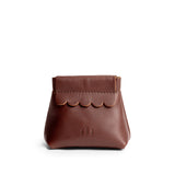 Cognac | Leather coin pouch with scalloped edge and three Portland leather tree emblems