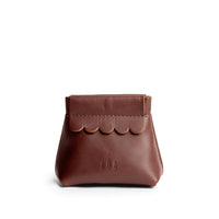 Cognac | Leather coin pouch with scalloped edge and three Portland leather tree emblems