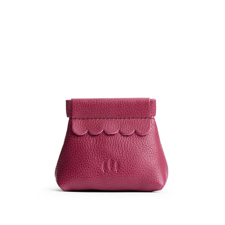 Cosmo | Leather coin pouch with scalloped edge and three Portland leather tree emblems