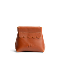 Honey | Leather coin pouch with scalloped edge and three Portland leather tree emblems