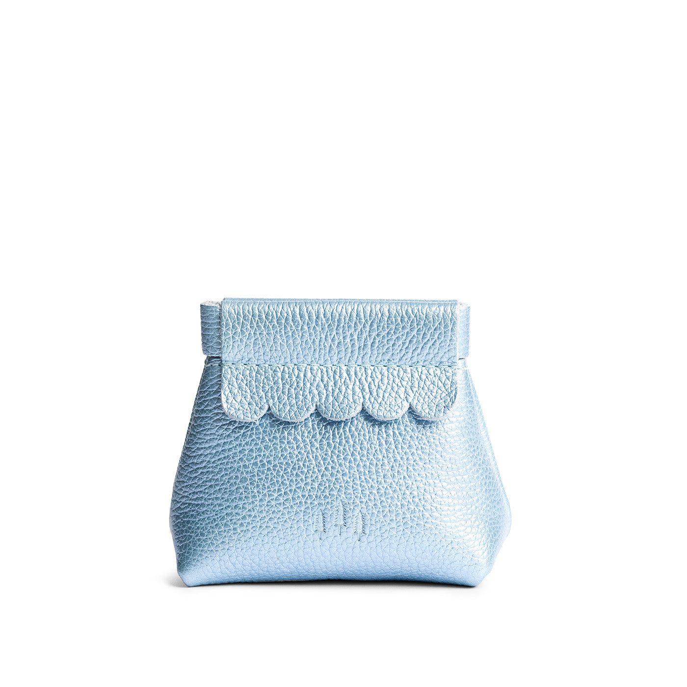 Leatherella | Leather coin pouch with scalloped edge and three Portland leather tree emblems