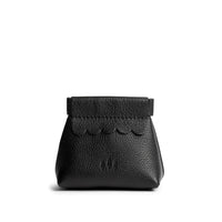 Pebbled--black | Leather coin pouch with scalloped edge and three Portland leather tree emblems