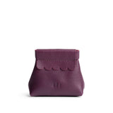 Plum | Leather coin pouch with scalloped edge and three Portland leather tree emblems