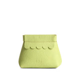 Shadow Lime | Leather coin pouch with scalloped edge and three Portland leather tree emblems