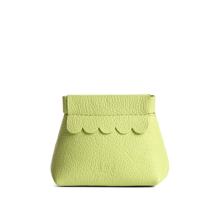 Shadow Lime | Leather coin pouch with scalloped edge and three Portland leather tree emblems