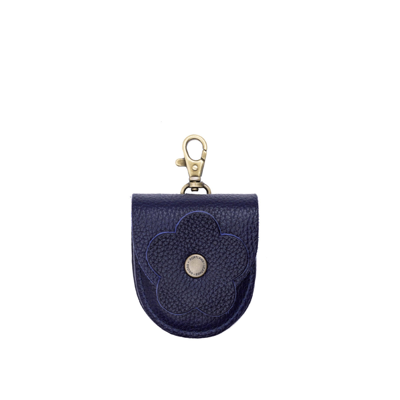 Cobalt | U shaped pouch with leather flower applique