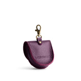 Plum | U shaped pouch with leather flower applique
