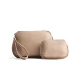 Oatmilk | Small and large pouch with top zipper and curved edges