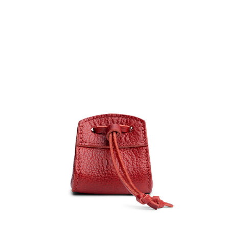 Chili Red | Small leather pouch with leather drawstring closure and lobster claw clasp