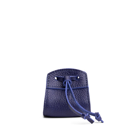 Cobalt | Small leather pouch with leather drawstring closure and lobster claw clasp