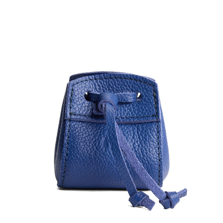 Molino Blue | Small leather pouch with leather drawstring closure and lobster claw clasp