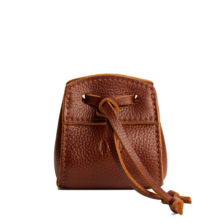Nutmeg | Small leather pouch with leather drawstring closure and lobster claw clasp