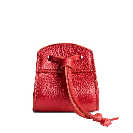Reba Red | Small leather pouch with leather drawstring closure and lobster claw clasp