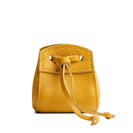 Sunshine | Small leather pouch with leather drawstring closure and lobster claw clasp
