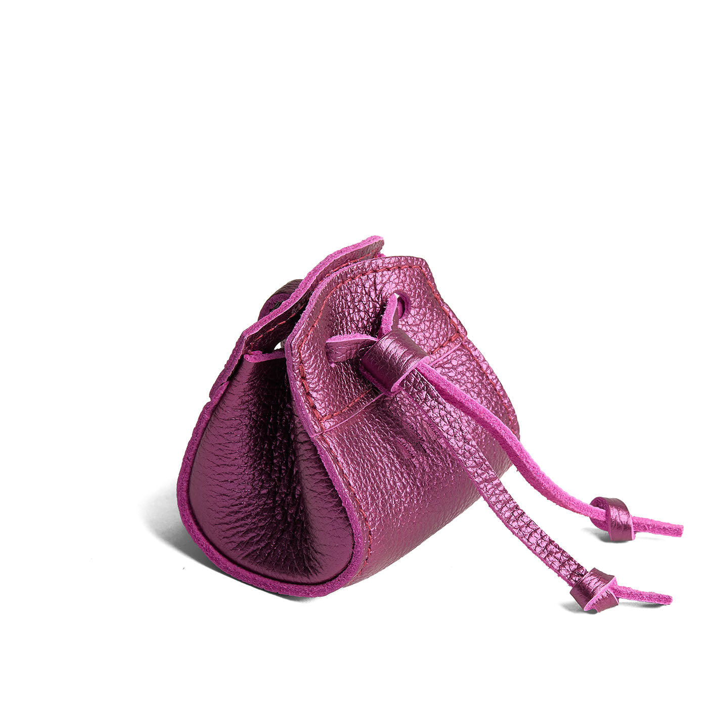 Ultra Violet | Small leather pouch with leather drawstring closure and lobster claw clasp