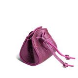 Ultra Violet | Small leather pouch with leather drawstring closure and lobster claw clasp