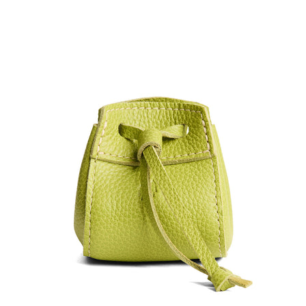 Wasabi | Small leather pouch with leather drawstring closure and lobster claw clasp