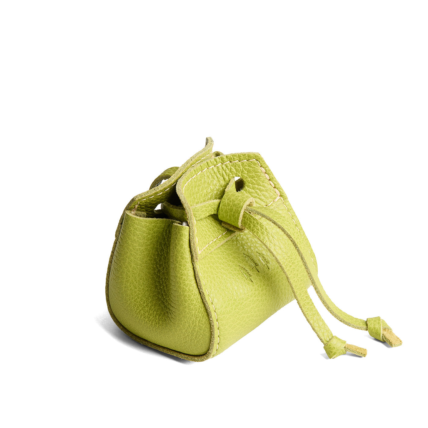 Wasabi | Small leather pouch with leather drawstring closure and lobster claw clasp