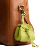 Wasabi | Small leather pouch with leather drawstring closure and lobster claw clasp
