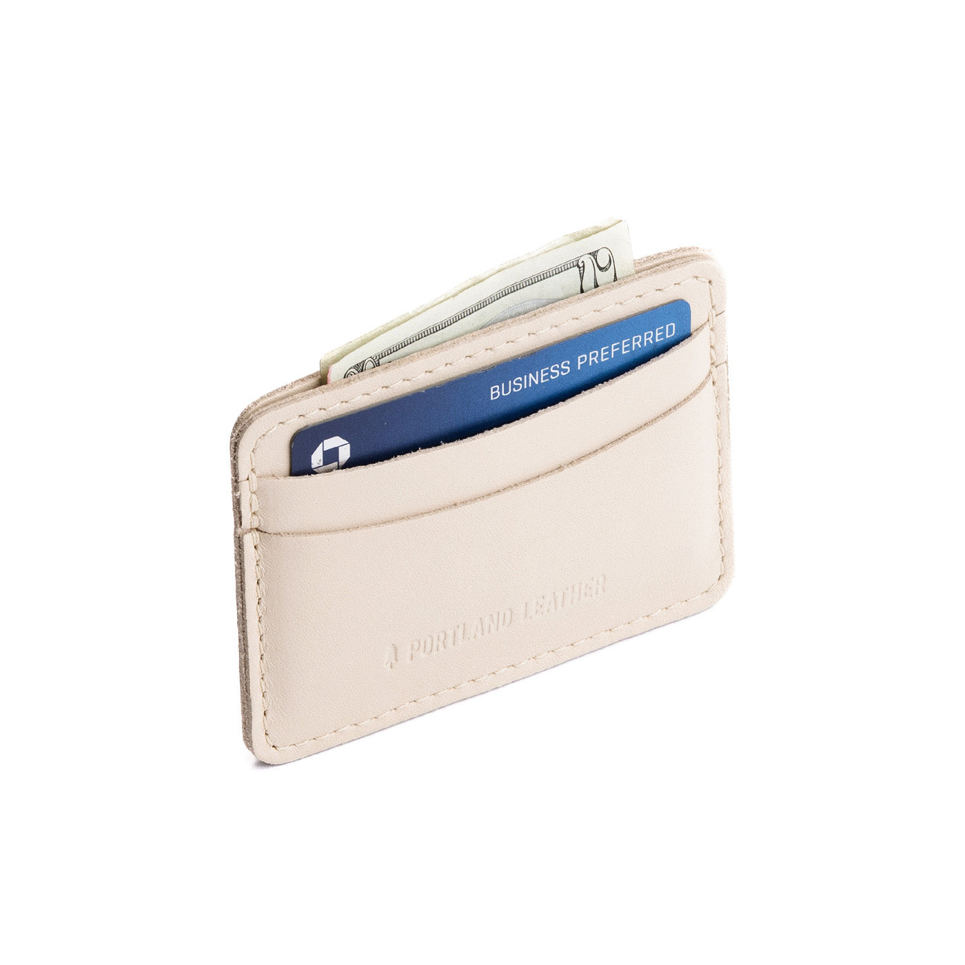 Bone | Minimalist leather wallet with card slots and PLG logo
