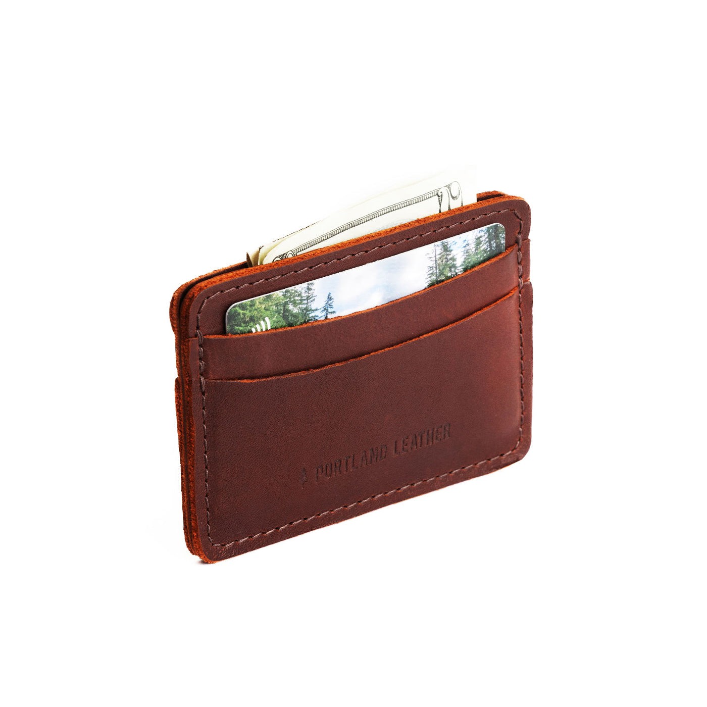 Cognac | Minimalist leather wallet with card slots and PLG logo