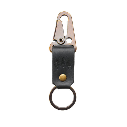Black*Short | leather logo branded keychain 