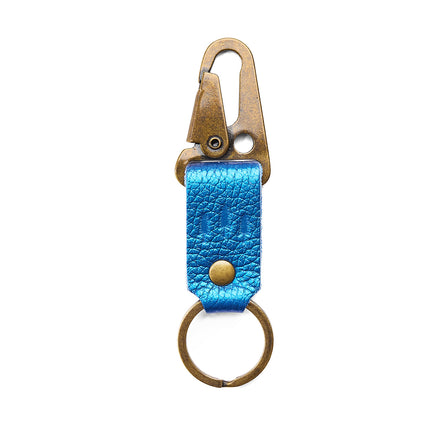 Comet Blue*Short | leather logo branded keychain 