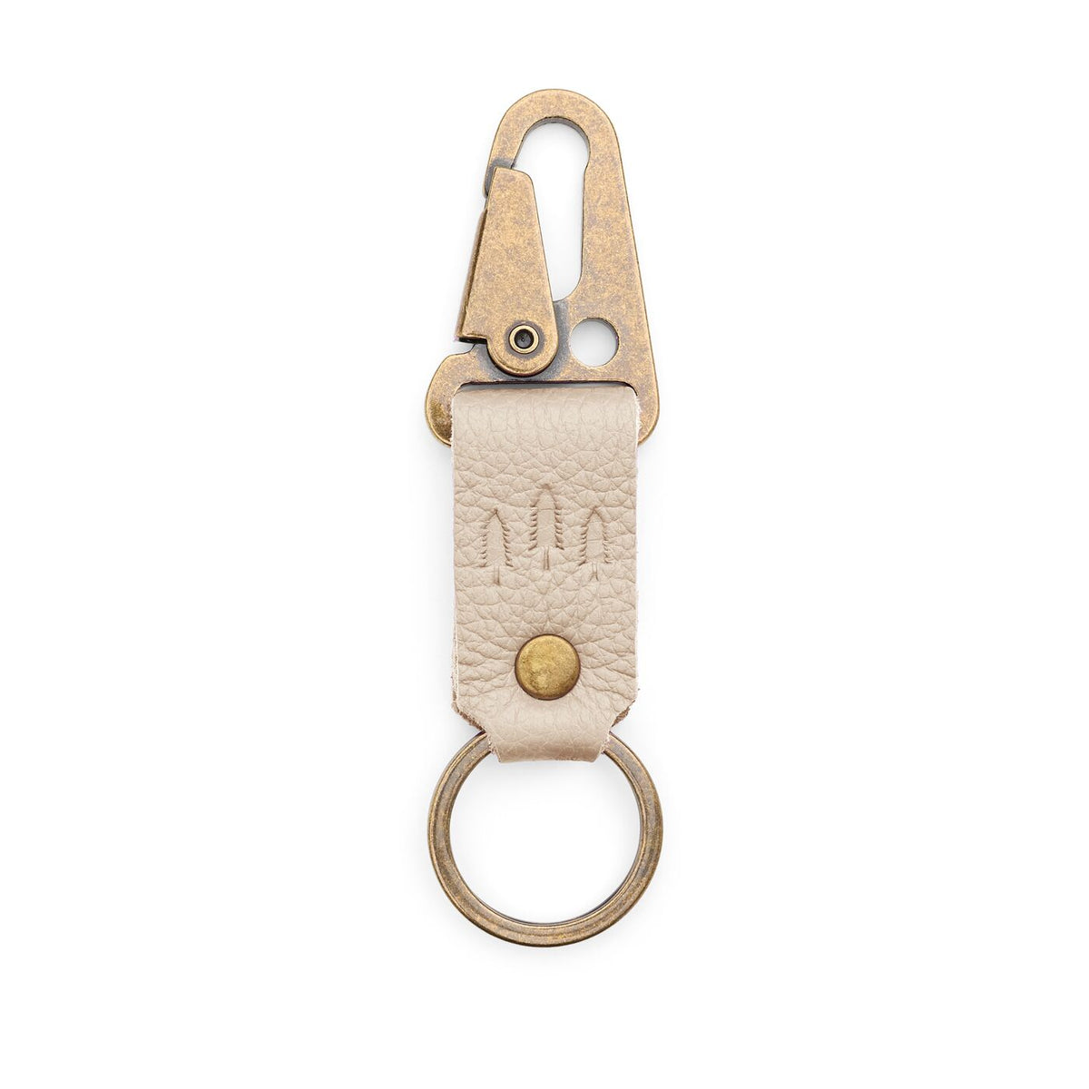 Pebbled Bone*Short | Leather logo branded keychain 