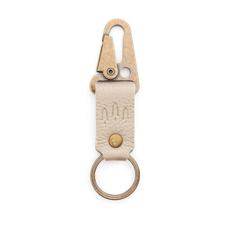 Pebbled Bone*Short | Leather logo branded keychain 
