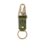 Pebbled Olive Short | Leather logo branded keychain 