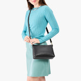 Pebbled--black Classic | Zip top crossbody bag with detachable strap