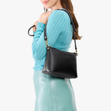 Pebbled--black Classic | Zip top crossbody bag with detachable strap
