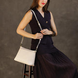 Bone Large | Zip top crossbody bag with detachable strap